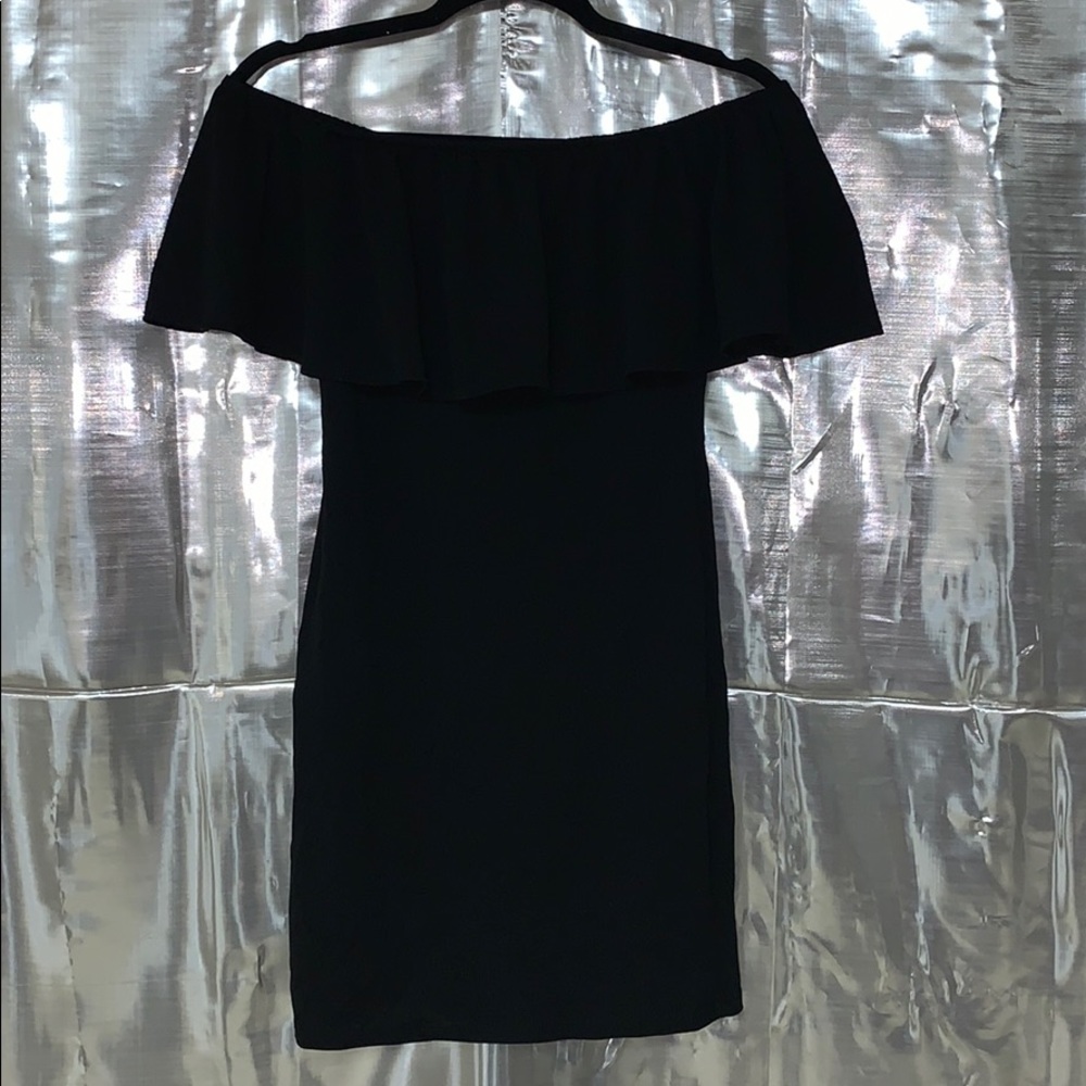 Black Off the Shoulder Midi Dress